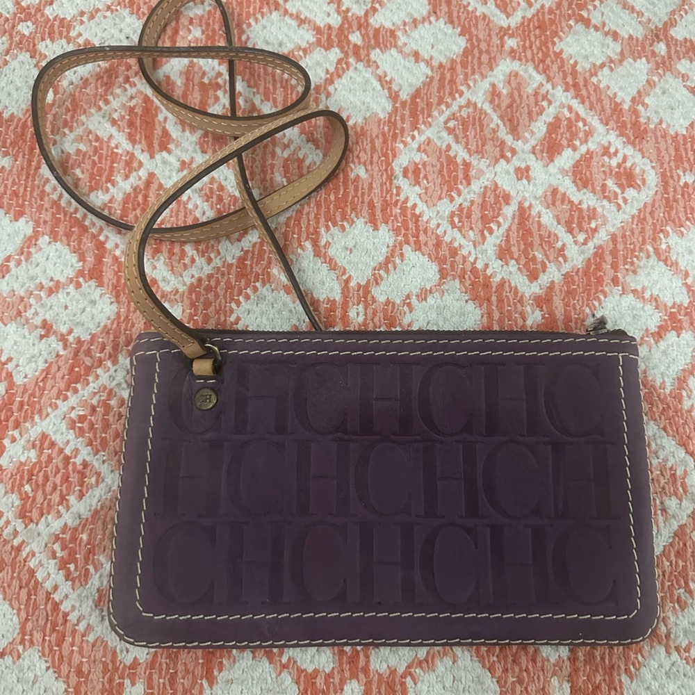 Carolina Herrera Purple Clutch with Textured Design